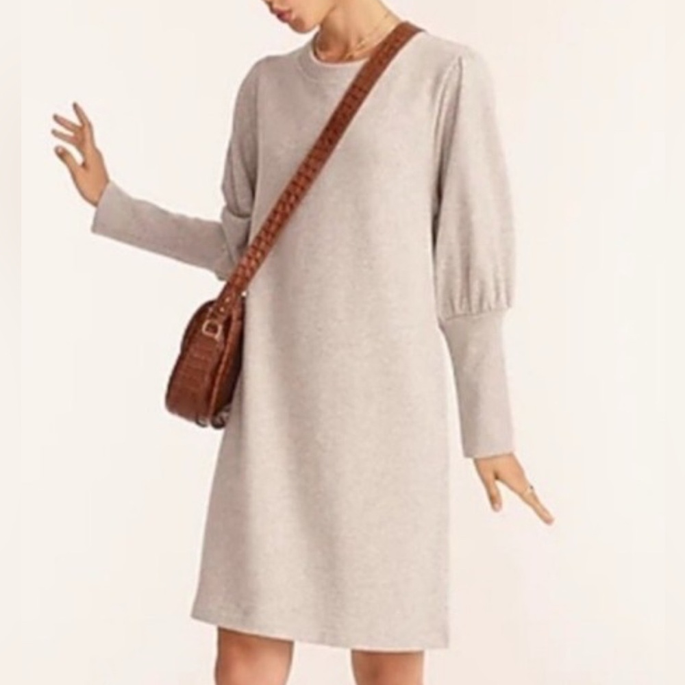 J. CREW Original Cotton Terry Puff-sleeve Sweatshirt Dress
